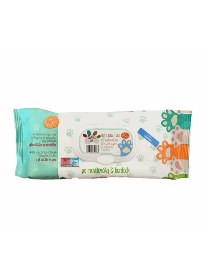 Safe Pet Μαντιλάκια Καθαρισμού με άρωμα χαμομήλι 40 τεμάχια