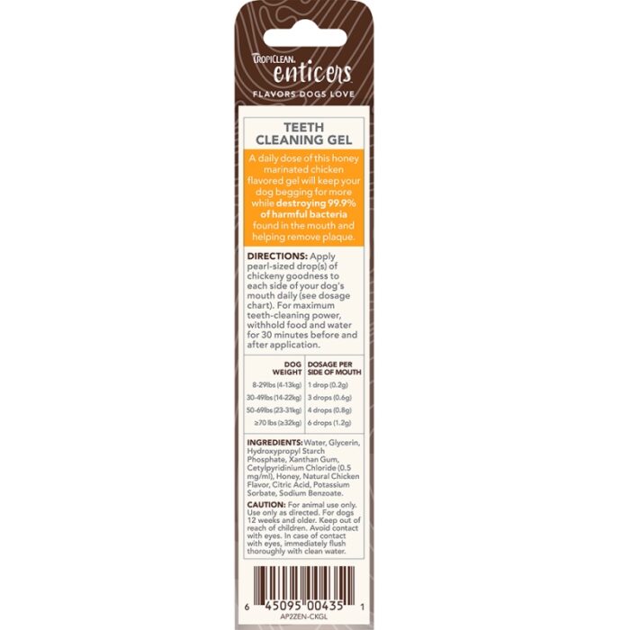 Gel στόματος TROPICLEAN Enticers Teeth Cleaning Gel Honey Marinated Chicken 59ml - Image 2