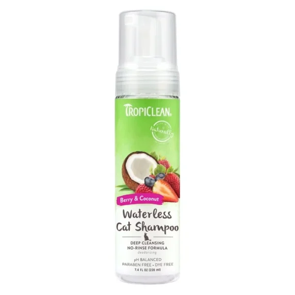 Σαμπουάν στεγνού καθαρισμού γάτας Tropiclean waterless shampoo berry & coconut 220ml