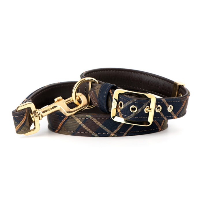 Δερμάτινο περιλαίμιο My Family Hermitage Tartan brown