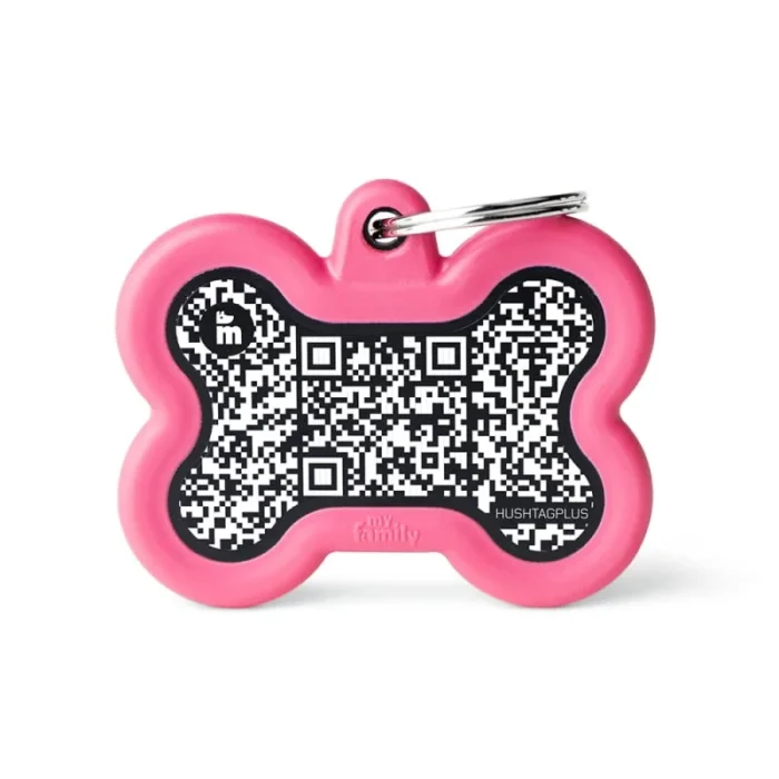 Ταυτότητα My Family Hushtag QR CODE Κόκκαλο Ροζ