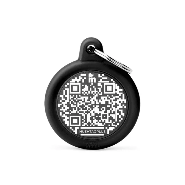 Ταυτότητα My Family Hushtag QR CODE Κύκλος Μαύρο