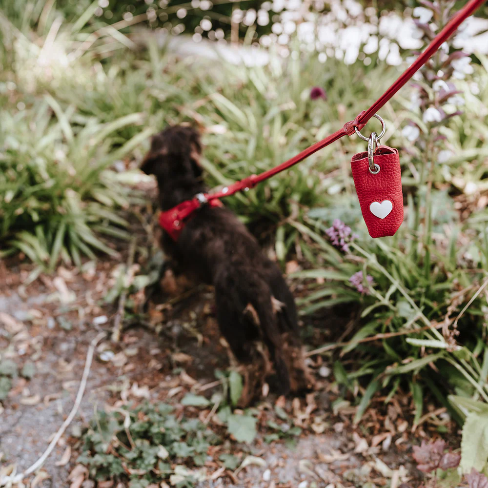 Δερμάτινη θήκη για τα σακουλάκια υγιεινής HUNTER Love κόκκινο - Image 5