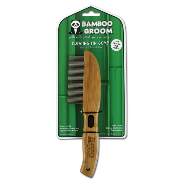 Χτένα για τους κόμπους Bamboo Groom Rotating pin comb with 41 rounded pins