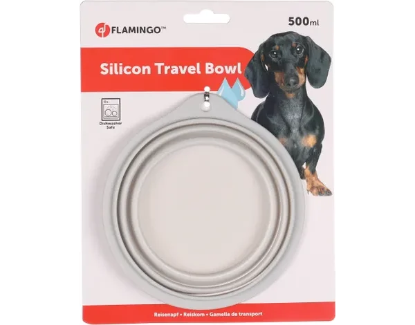 Πτυσσόμενο μπολ ταξιδιού FLAMINGO Silicon travel bowl Falda 500ml